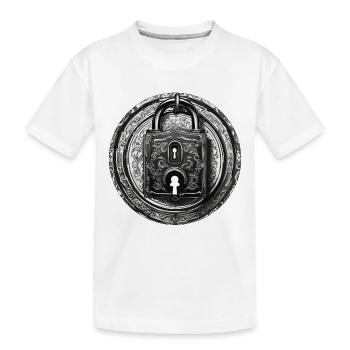 Serrure d’épaule / Clé / Serrure de coeur / Motif - T-shirt bio Premium Enfant - blanc - Devant