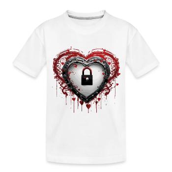 Serrure d’épaule / Clé / Serrure de coeur / Motif - T-shirt bio Premium Enfant - blanc - Devant