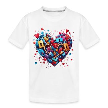 Serrure d’épaule / Clé / Serrure de coeur / Motif - T-shirt bio Premium Enfant - blanc - Devant