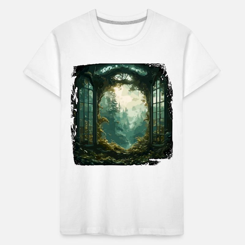 Window in the Forest / Trees / View / Wilderness Kids' Premium Organic T-Shirt