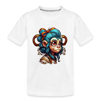 Singe mignon / Fille de singe / Mignon / noeud de cheveux - T-shirt bio Premium Enfant - blanc - Devant
