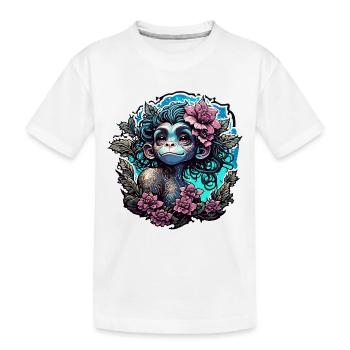 Singe mignon / Fille de singe / Mignon / noeud de cheveux - T-shirt bio Premium Enfant - blanc - Devant