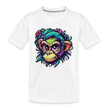 Singe mignon / Fille de singe / Mignon / noeud de cheveux - T-shirt bio Premium Enfant - blanc - Devant