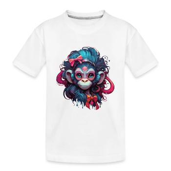 Singe mignon / Fille de singe / Mignon / noeud de cheveux - T-shirt bio Premium Enfant - blanc - Devant