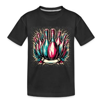 Bowling / Kegeln / Bowlingbahn / Pin / Strike - Kinder Premium Bio T-Shirt - Schwarz - Vorne