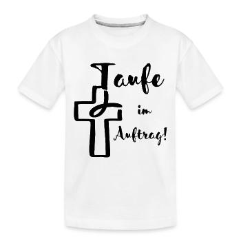 Taufe im Auftrag Kreuz und Fisch verknüpft Spruch - Kinder Premium Bio T-Shirt - Weiß - Vorne