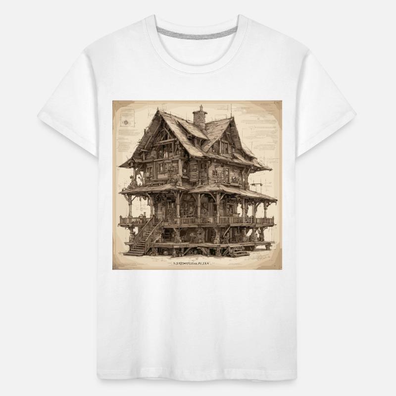 Plan / Sépia / Vintage / Rétro / Maison T-shirt bio Premium Enfant