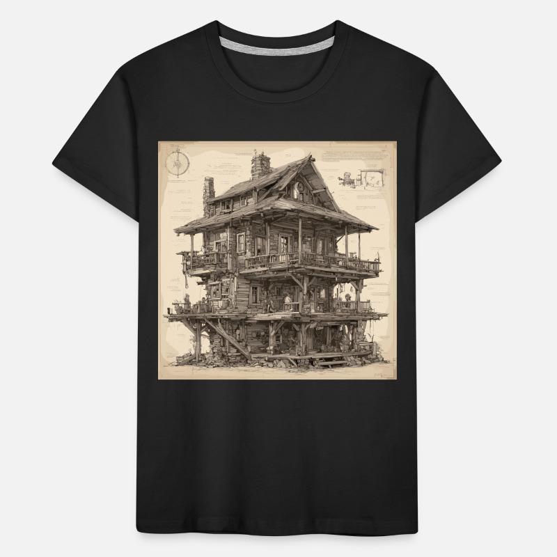 Plan / Sépia / Vintage / Rétro / Maison T-shirt bio Premium Enfant