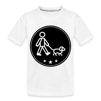 Dog walking dog - Kids' Premium Organic T-Shirt - white - Front