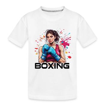 Boxerin / Sport / Kampf / Arena / Boxring / Fäuste - Kinder Premium Bio T-Shirt - Weiß - Vorne