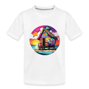 Maison / Cabane / Lac / Montagne / Nature / Forêt - T-shirt bio Premium Enfant - blanc - Devant