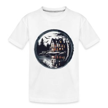 Maison / Cabane / Lac / Montagne / Nature / Forêt - T-shirt bio Premium Enfant - blanc - Devant