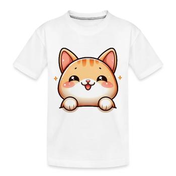 Katze - Kinder Premium Bio T-Shirt - Weiß - Vorne