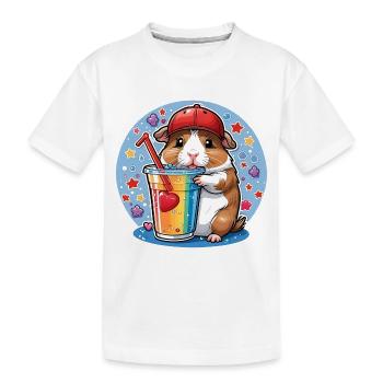 Cochon d’Inde mignon dégustant de la limonade - T-shirt bio Premium Enfant - blanc - Devant