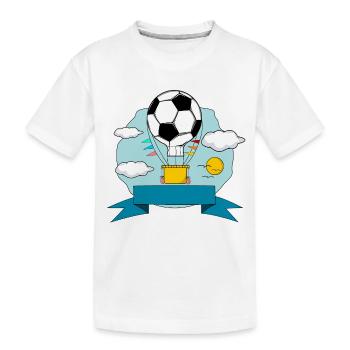 Plaque nominative de ballon à air chaud de football bleu - T-shirt bio Premium Enfant - blanc - Devant