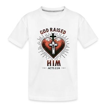 Messages from the Bible God Lifted Him Up - Kids' Premium Organic T-Shirt - white - Front