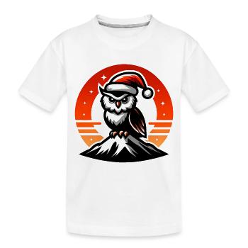 Hibou de Noël coloré drôle avec chapeau de Père Noël - T-shirt bio Premium Enfant - blanc - Devant