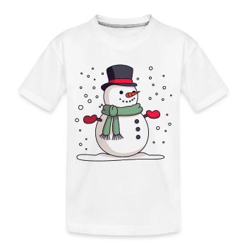 Schneemann mit Hut - Kinder Premium Bio T-Shirt - Weiß - Vorne