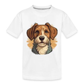 Dog in comic retro style - Kids' Premium Organic T-Shirt - white - Front
