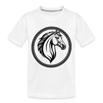 Pferdekopf Emblem - Kinder Premium Bio T-Shirt - Weiß - Vorne
