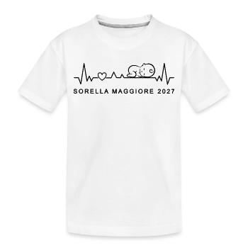 Tu Sarai Sorella Maggiore 2027 Battito Cardiaco - Kinder Premium Bio T-Shirt - Weiß - Vorne