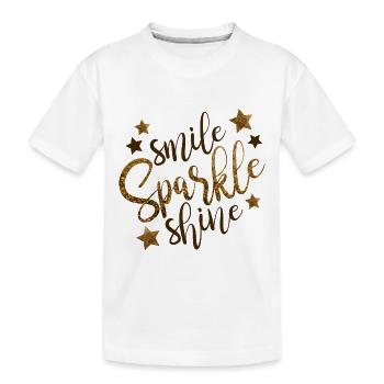 Smile Sparkle Shine! Spruch Blogger Geschenkidee - Kinder Premium Bio T-Shirt - Weiß - Vorne