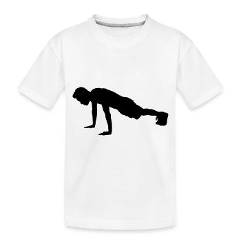 fitness push-up man workout silhouette - Kids' Premium Organic T-Shirt - white - Front