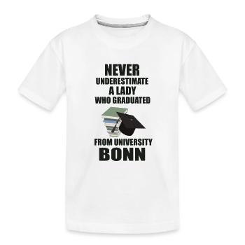 Ne jamais sous-estimer une femme - Université de Bonn - T-shirt bio Premium Enfant - blanc - Devant