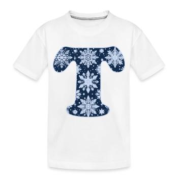 Buchstabe T Schneeflocken - Kinder Premium Bio T-Shirt - Weiß - Vorne