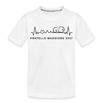Diventero Fratello Maggiore 2027 Battito Cardiaco - Kinder Premium Bio T-Shirt - Weiß - Vorne