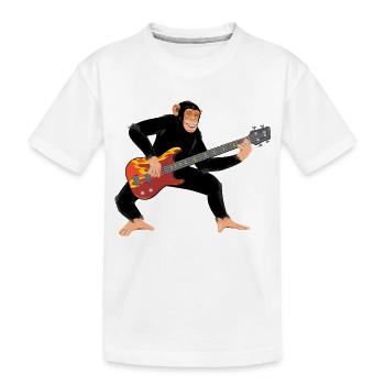Affe mit E-Bass - Kinder Premium Bio T-Shirt - Weiß - Vorne