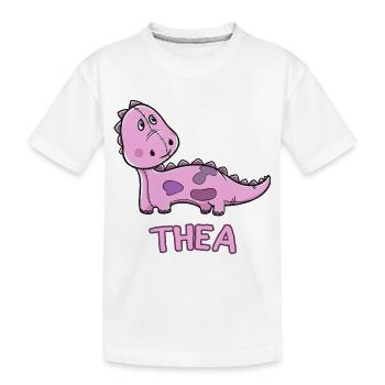 Dinosaurier lustig Kind Thea Geschenk Geburtstag K - Kinder Premium Bio T-Shirt - Weiß - Vorne