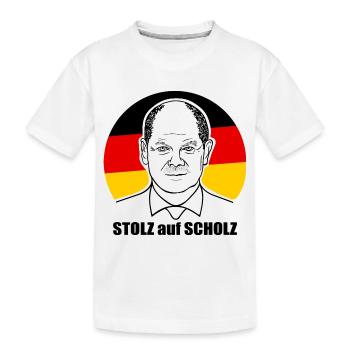stolz auf Scholz, Bundeskanzler, Deutschland Shirt - Kinder Premium Bio T-Shirt - Weiß - Vorne