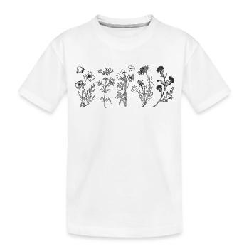 Wildblumen-Hemd, Wildblumen-T-Shirt, X69Z FLORAL - Kinder Premium Bio T-Shirt - Weiß - Vorne