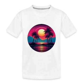 Vintage Sunset Graphic 70s Retrowave Synthwave - Kinder Premium Bio T-Shirt - Weiß - Vorne