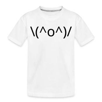 Joy Emote \(^o^)/ Arms Up Kaomoji - Kids' Premium Organic T-Shirt - white - Front