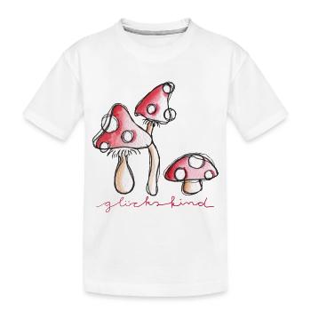 glückskind Pilze Geburtstag - Kinder Premium Bio T-Shirt - Weiß - Vorne