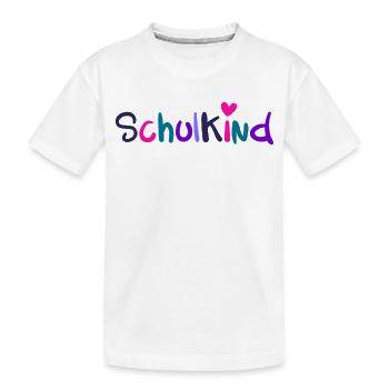 Schulkind Herz Schriftzug Einschulung Bunt - Kinder Premium Bio T-Shirt - Weiß - Vorne