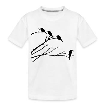 Vögel auf Ast - Kinder Premium Bio T-Shirt - Weiß - Vorne