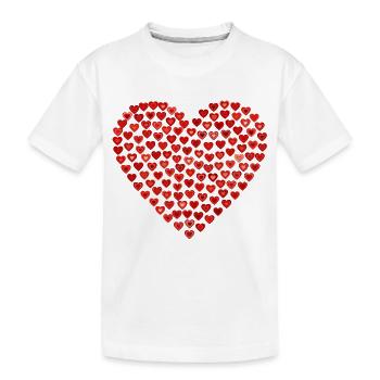 Rotes Herz aus kleinen Herzchen - Kinder Premium Bio T-Shirt - Weiß - Vorne