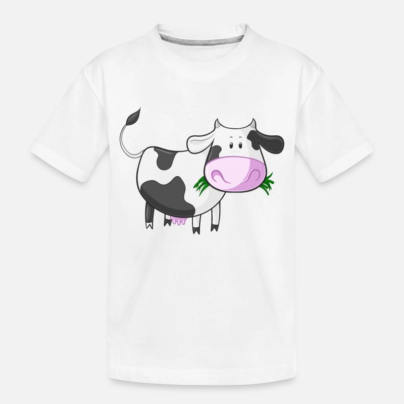 Naschende Comic Kuh - Kinder Premium Bio T-Shirt - Weiß