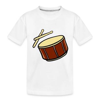 Trommel mit Schläger - Kinder Premium Bio T-Shirt - Weiß - Vorne