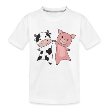 Pig cow funny farm animals for kids - Kids' Premium Organic T-Shirt - white - Front