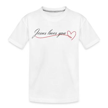 Jésus t’aime – Ligne du cœur - T-shirt bio Premium Enfant - blanc - Devant