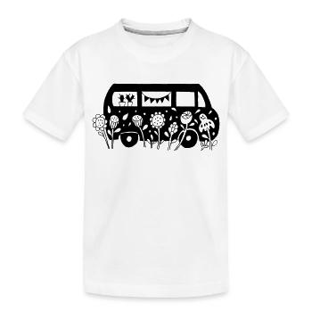 Flower Power Bus - Kids' Premium Organic T-Shirt - white - Front