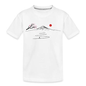 Japan, Fujijama, mountain, volcano, cherry blossom hiking - Kids' Premium Organic T-Shirt - white - Front