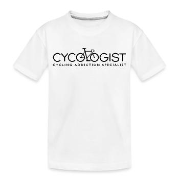 Cycologue. Spécialiste de l’addiction au vélo - T-shirt bio Premium Enfant - blanc - Devant