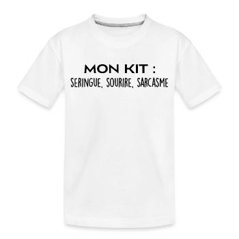 Mon kit : seringue, sourire et sarcasme - T-shirt bio Premium Enfant - blanc - Devant