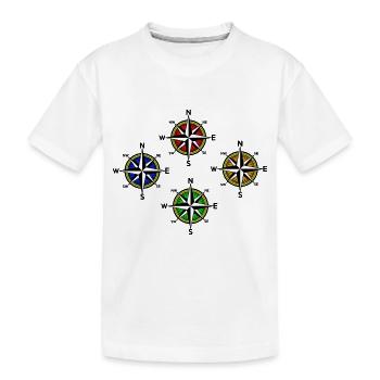 Windrose Nautik Kompass Seefahrt Kapitän - Kinder Premium Bio T-Shirt - Weiß - Vorne