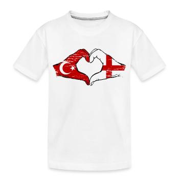 Turkey England Flag Hands Heart Shape Used - Kids' Premium Organic T-Shirt - white - Front